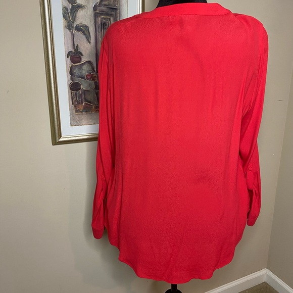 Roz&Ali Red Long Sleeve Button Front Tunic - Picture 3 of 7